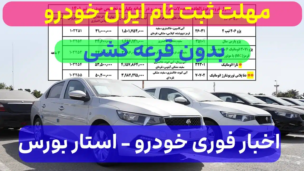 مهلت ثبت نام ایران خودرو بدون قرعه کشی,سامانه ثبت نام ایران خودرو 1401