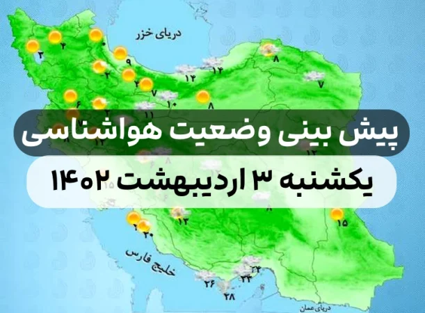 وضعیت هوای امروز یکشنبه ۳ اردیبهشت ۱۴۰۲,پیش بینی وضعیت هوای استان ها
