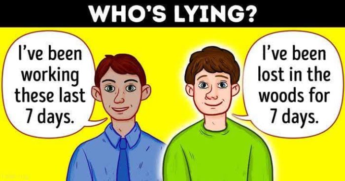 معمای تصویری| کدام مرد دروغ می گوید؟! پاسخ درست = iQ بالای 110 2 جواب معما
